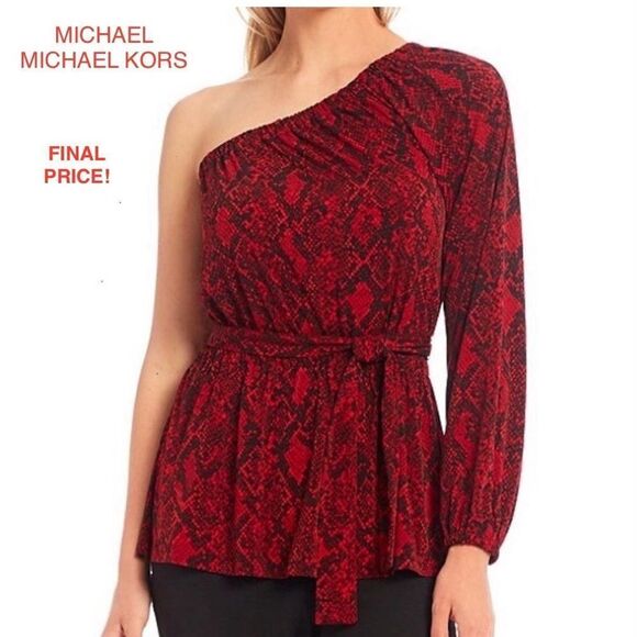 ❤️NEW MICHAEL Michael Kors Red Python Print Top - Picture 5 of 5